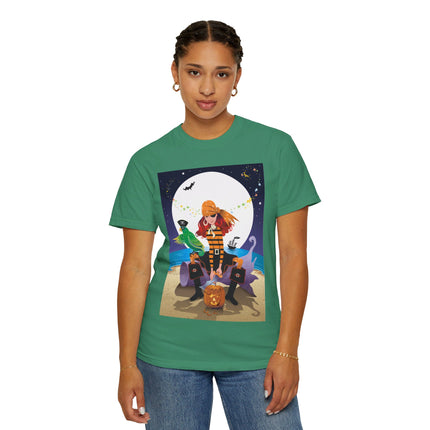 Moonlit Pirate Halloween Unisex Garment-Dyed T-shirt