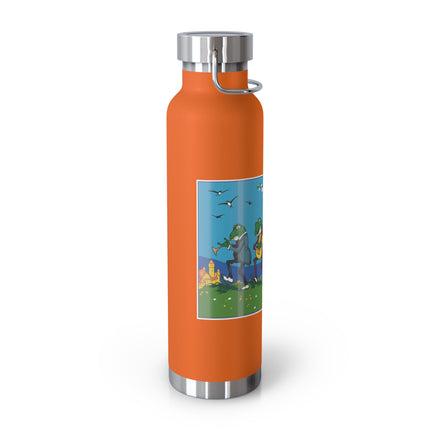 Frog and Beetle Band Copper Vacuum Insulated Bottle, 22 oz