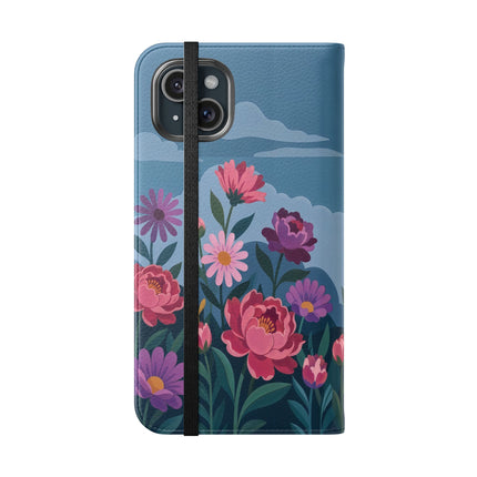 🌸☁️ The Lady Among The Giant Flowers Flip Case – Art Deco Floral Fantasy