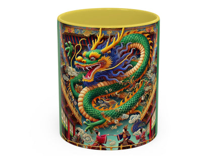 Tibetan Dragon Over Kabuki Duel Colorful Mugs (11oz, 15oz)
