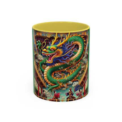 Tibetan Dragon Over Kabuki Duel Colorful Mugs (11oz, 15oz)