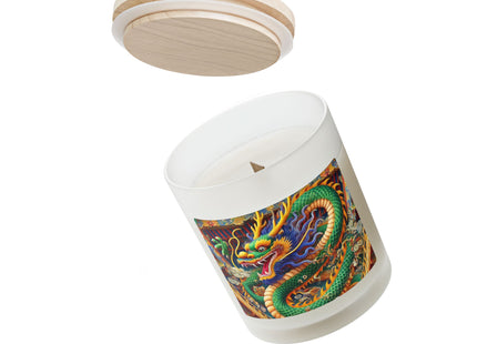Tibetan Dragon Above Kabuki Stage Frosted Glass Candle, 11oz