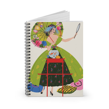 Lady with the Golden Fish Spiral Notebook – Whimsical Fashion & Playful Elegance