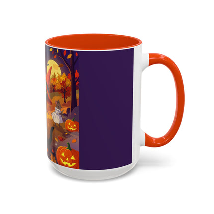 🐈‍⬛🎻 The Black Cat's Moonlit Melody Colorful Mug – Whimsical Halloween Music