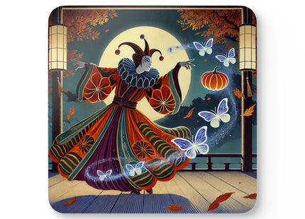 Court Magician with Ghost Butterflies Corkwood Coaster Set