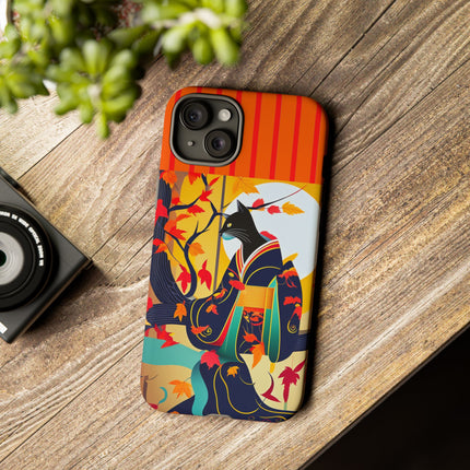 Black Cat in Kimono Phone Cases