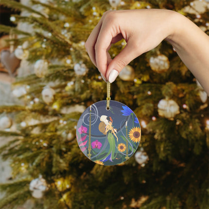 🕯️✨ The Lady Of The Starlit Candles Glass Ornament – Art Deco Theatrical Romance