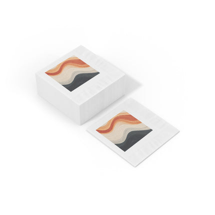 Wave Pattern in Hues of Beige, Orange, Grey, and Black White Coined Napkins