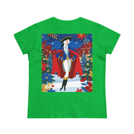 🎄🎭 The Christmas Masquerade Lady Cotton Tee – Art Deco Holiday Glamour