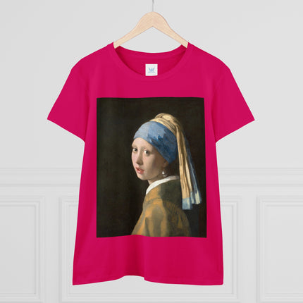 Girl with a Pearl Earring by Johannes Vermeer Women's Midweight Cotton Tee