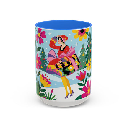 🌸🎄 Christmas In The Winter Garden Colorful Mug – Whimsical Holiday Fantasy