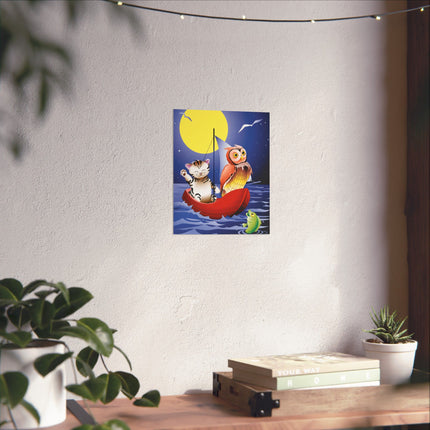 Embarking on a Moonlit Journey Premium Matte Vertical Posters