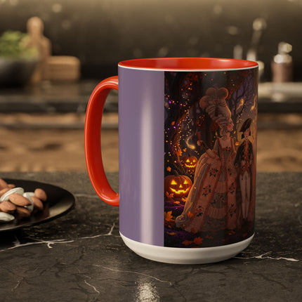 🎃🌙 The Midnight Court Of Pumpkin Grove Colorful Mug – Elegant Halloween Masquerade