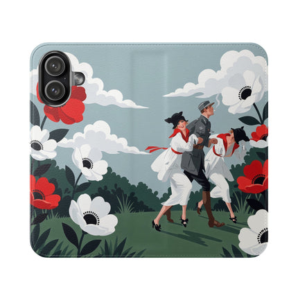 🌺🎩 The Ladies Of The Scarlet Garden Flip Case – Art Deco Floral Adventure