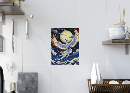 Majestic White Crane Ceramic Tile