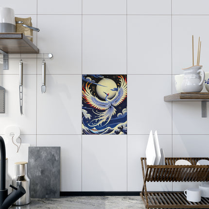 Majestic White Crane Ceramic Tile