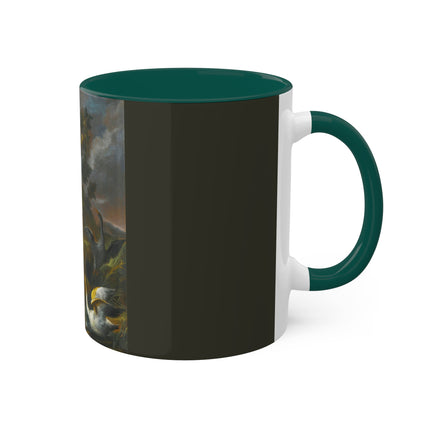 Still Life With Birds Beside An Ornate Fountain by Nicola Casissa Colorful Mugs, 11oz