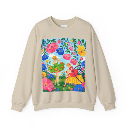 🌸🧚 The Fairies In The Flower Garden Crewneck Sweatshirt – Art Deco Floral Whimsy
