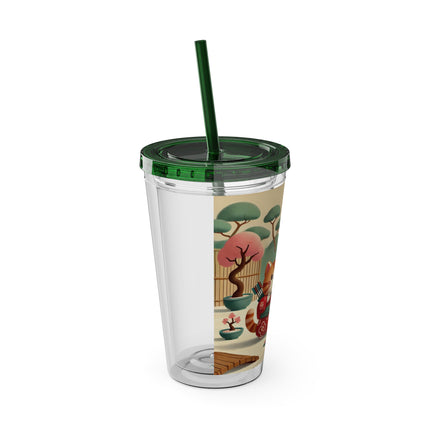 Archer Kitten in the Zen Garden Sunsplash Tumbler with Straw, 16oz