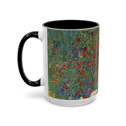 Farm Garden with Sunflowers by Gustav Klimt Colorful Mugs (11oz, 15oz)