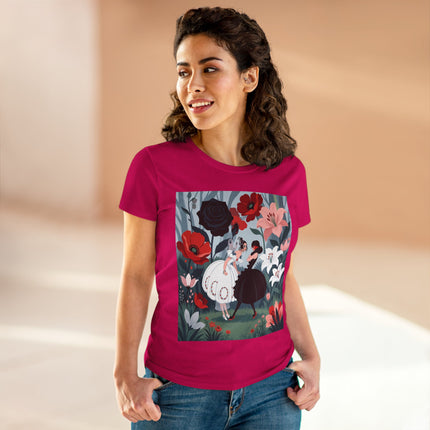 🌹🖤 The Midnight Rose Garden Cotton Tee – Art Deco Floral Fashion