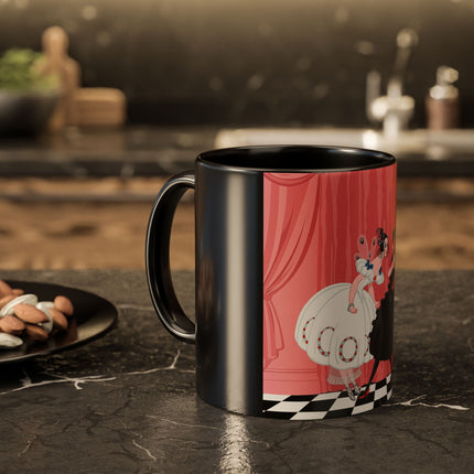 The Ladies Behind The Velvet Curtain Colorful Mugs – Art Deco Theatrical Elegance