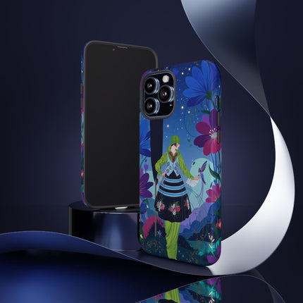 🌸🐦 The Lady Of The Midnight Bird Garden Phone Case – Art Deco Floral Fantasy