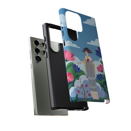 🌸🎩 The Lady Of The Grand Flower Garden Phone Case – Art Deco Fashion Illustration