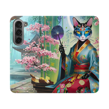 🌸✨ Cyberpunk Geisha Flip Case – Neon Elegance & Futuristic Grace