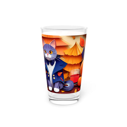 British Shorthair at an Autumn Market Glass, 16oz