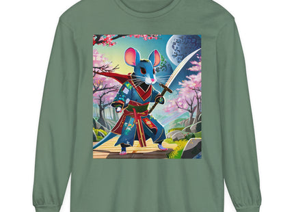 Cyber Samurai Rat Garment-dyed Long Sleeve T-Shirt