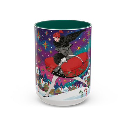 🎁✨ The Lady Of The Christmas Hatbox Colorful Mug – Art Deco Holiday Fantasy