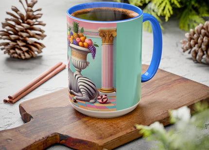 Still Life with Zebra, Fruit, and Pink Columns Colorful Mugs (11oz, 15oz)