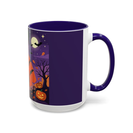 🎃🌕 The Pumpkin Moon Enchantress Colorful Mug – Elegant Halloween Masquerade