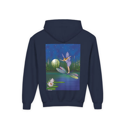 Fairy on a Dragonfly Youth Hooded Sweatshirt – Timeless Magic & Dreamlike Wonder