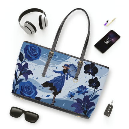 ☔💙 The Blue Rain Promenade Shoulder Bag – Art Deco Floral Fashion
