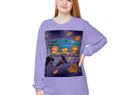 Whimsical Halloween Mischief Unisex Garment-dyed Long Sleeve T-Shirt