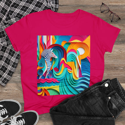 Surfing Zebra Women's Midweight Cotton Tee