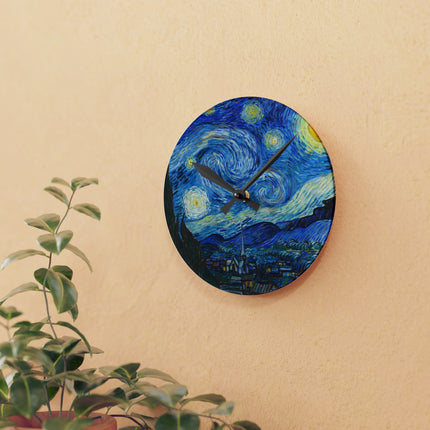 The Starry Night by Vincent Van Gogh Acrylic Wall Clock, Round and Square