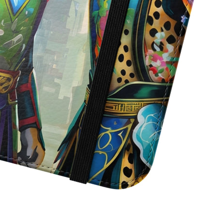 🐆🦜 Cybernetic Duets Flip Case – Neon Elegance & Digital Harmony
