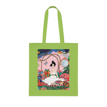 🎄🌹 Christmas Morning In The Rose Parlor Cotton Tote Bag – Art Deco Holiday Romance