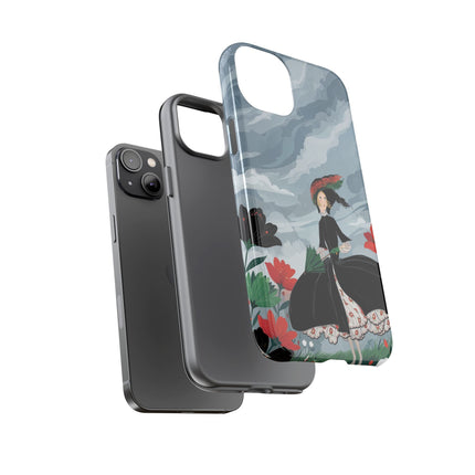 🌧️🌺 The Stormy Flower Walk Phone Case – Art Deco Floral Fashion