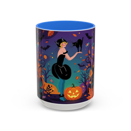 🐈‍⬛🎃 The Midnight Black Cat Masquerade Colorful Mug – Whimsical Halloween Elegance