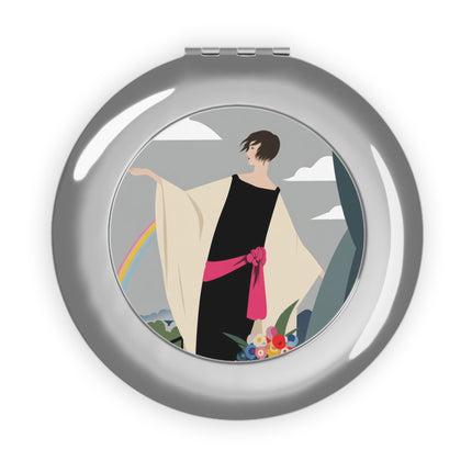 Rainbow Reverie Compact Mirror – Serene Elegance & Quiet Hope