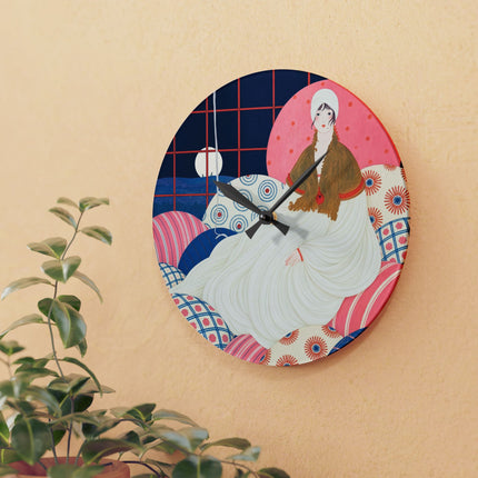 🌙🪶 The Lady Of The Midnight Salon Acrylic Wall Clock – Art Deco Bohemian Elegance