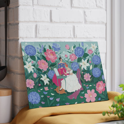 🌸🕯️ The Lady Of The Secret Garden Vanity Glass Cutting Board – Art Deco Floral Elegance