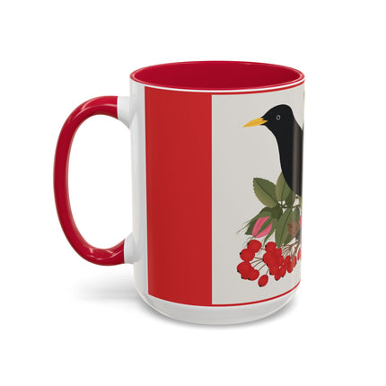 Blackbird & Rose Colorful Mugs – Timeless Elegance & Nature's Harmony