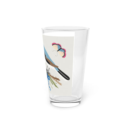 Bluebird & Butterfly Pint Glass – Spring Harmony & Delicate Beauty