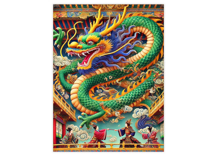 Tibetan Dragon Over Kabuki Duel Ceramic Tile
