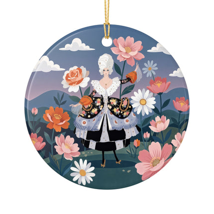 🌸🎀 The Grand Floral Promenade Ceramic Ornament – Art Deco Fashion Fantasy